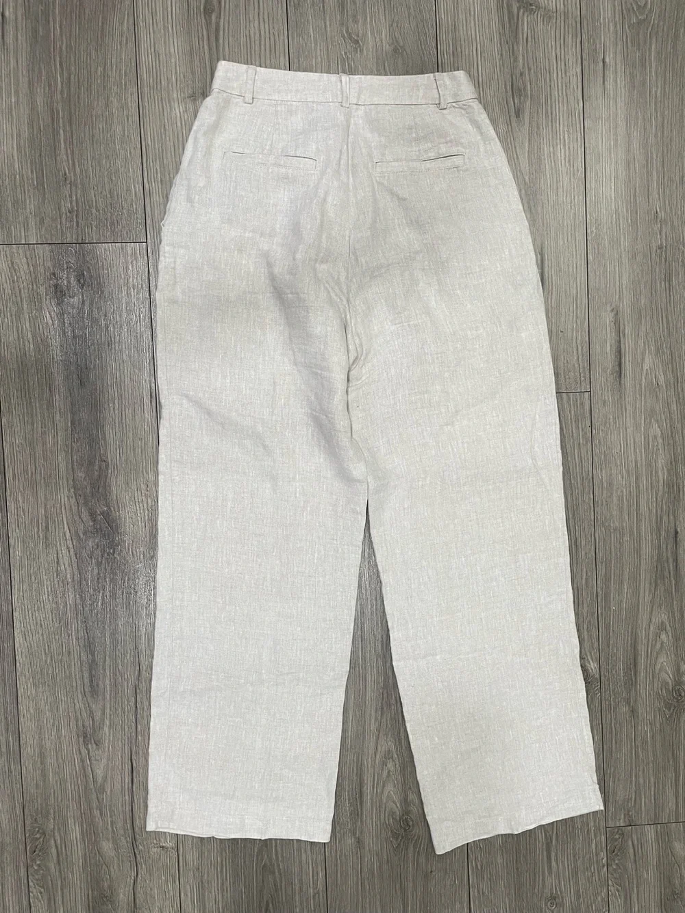 Reformation Mason 100% Linen Pants Size 4 Oatmeal High Rise Pleated Wide Leg